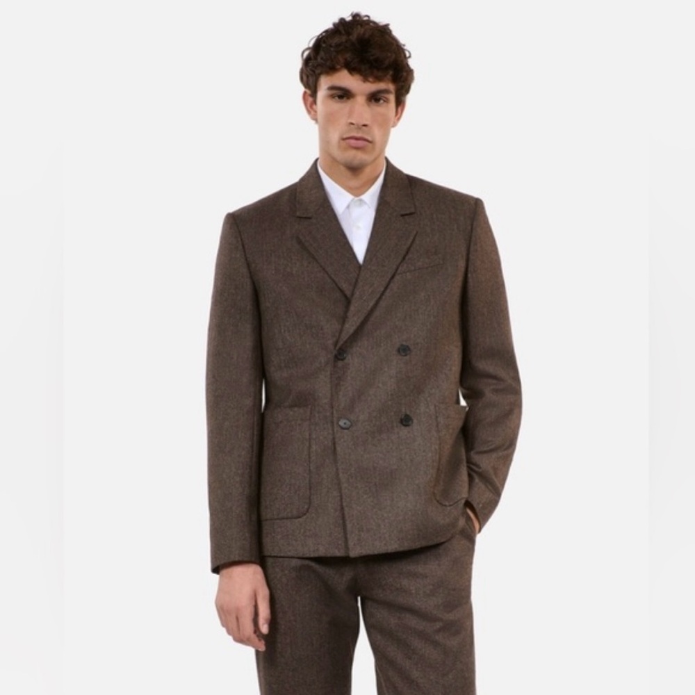 The Kooples Double-Breasted Brown Blazer